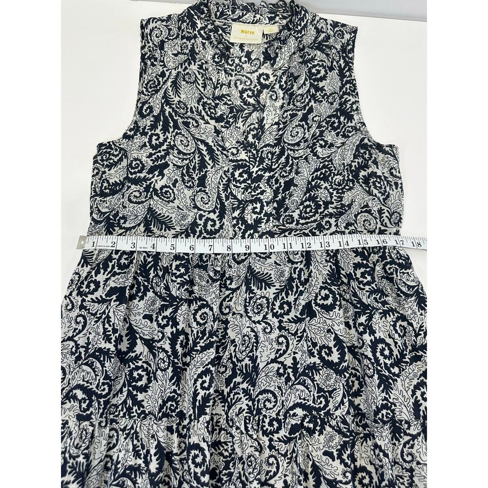 Maeve Anthropologie Marya Maxi Dress XS Petite Black White Paisley Sleeveless - Picture 8 of 12